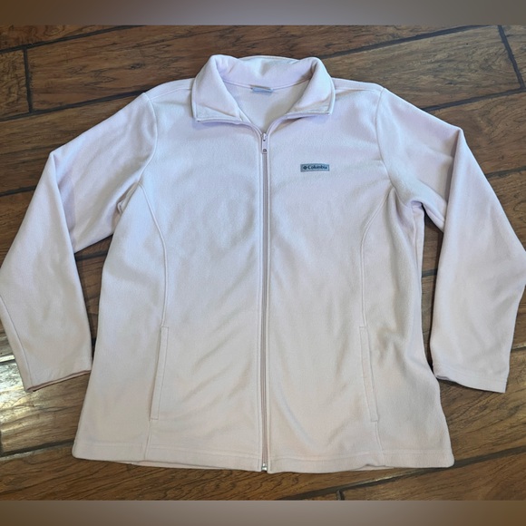 Columbia fleece jacket women’s 1X light pink full zip soft comfy pockets nice! - Picture 1 of 9